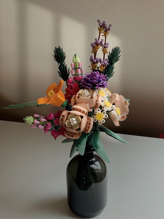 Lego Flowers in Custom Lego Vase